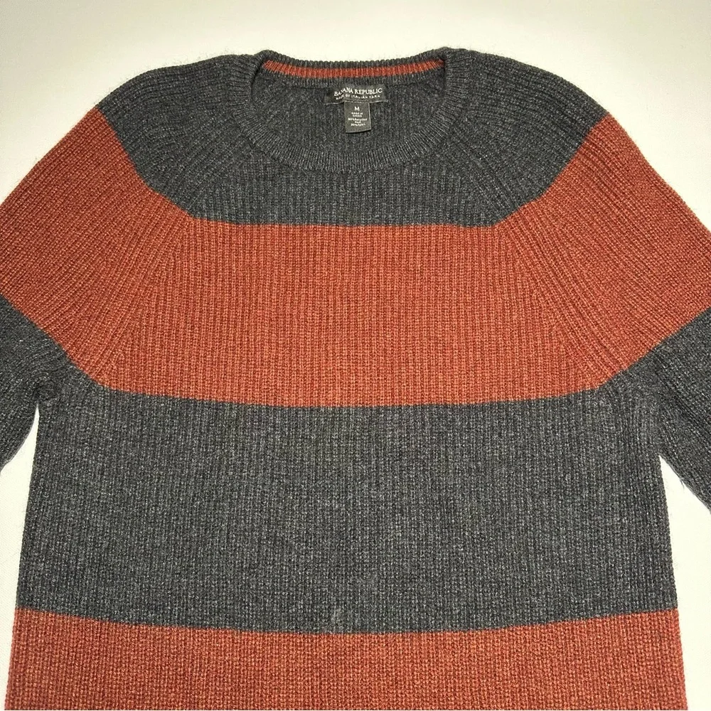 Banana Republic Wool Blend Crewneck Striped Sweater, Italian Yarn - Mens Medium